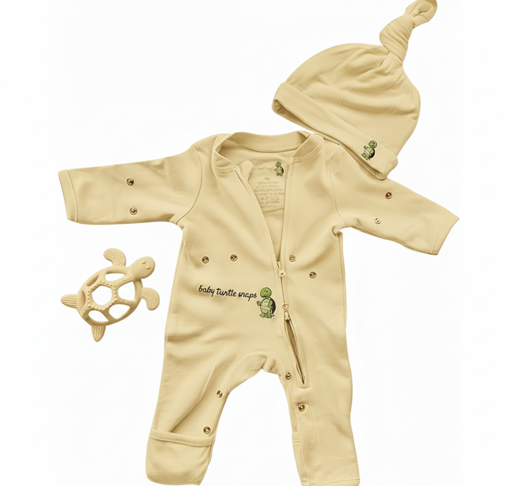 Baby Cotton Onesie – Baby Sleeper Romper with Two-Way Zipper, swaddle system, Fold-Over Cuffs