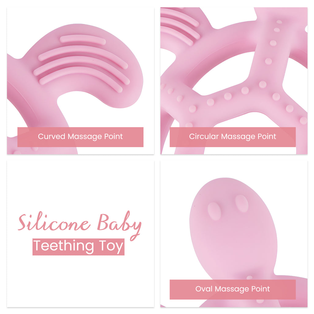 Silicone Baby Teething Toy Soft BPA Free Turtle Shape Chew Toy, Multiple Textured Massage Points for Baby Gums Dishwasher Safe Teethers for Babies (Blue)