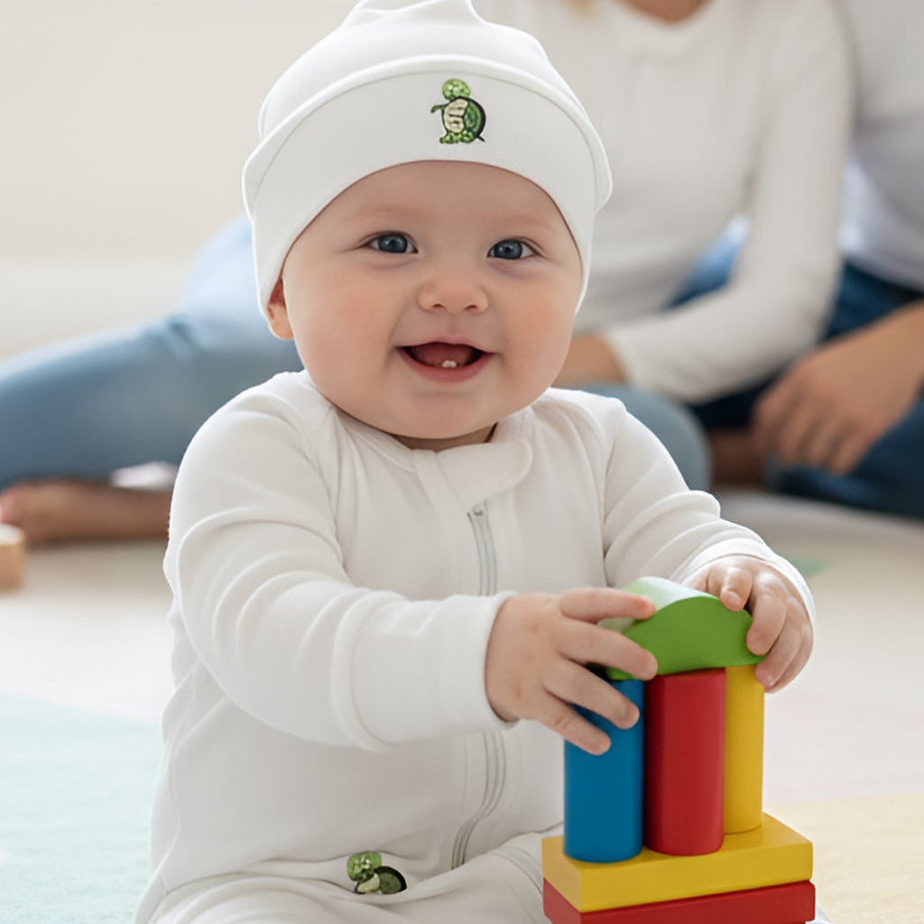 Cotton Baby Romper Soft Fold Over Hands & Feet Sleeper with Adjustable Snap Swaddle Design