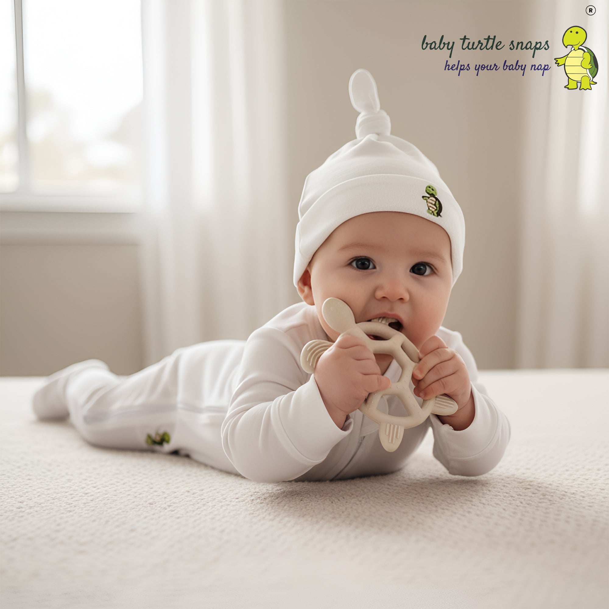 Cotton Baby Romper Soft Fold Over Hands & Feet Sleeper with Adjustable Snap Swaddle Design