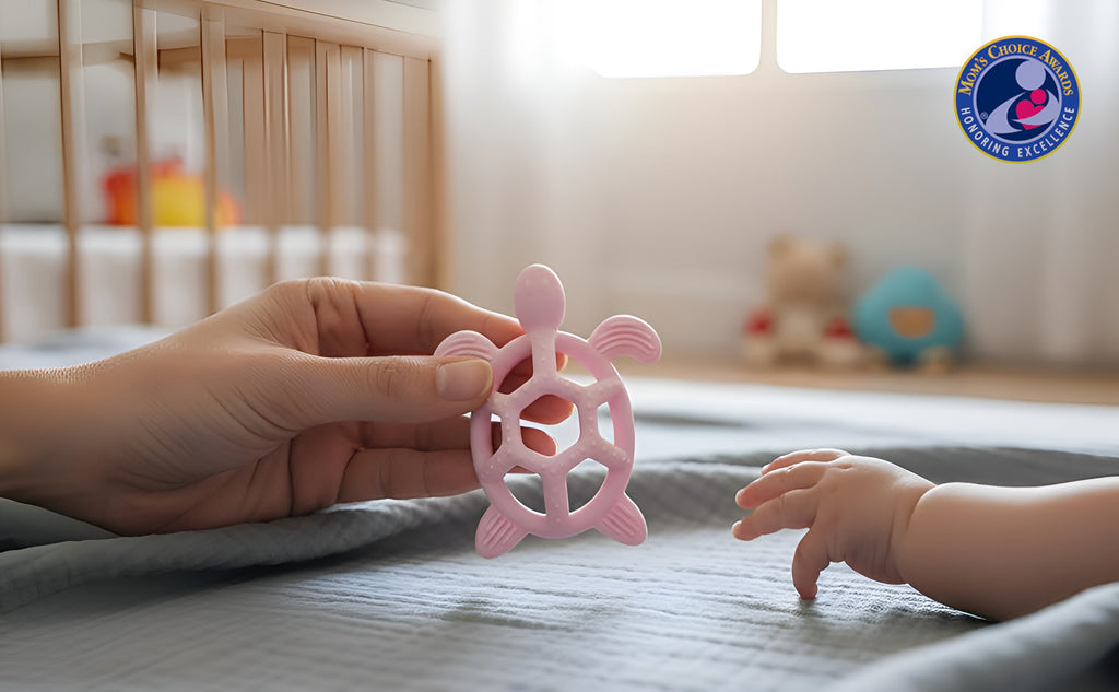 Silicone Baby Teething Toy Soft BPA Free Turtle Shape Chew Toy, Multiple Textured Massage Points for Baby Gums Dishwasher Safe Teethers for Babies (Blue)