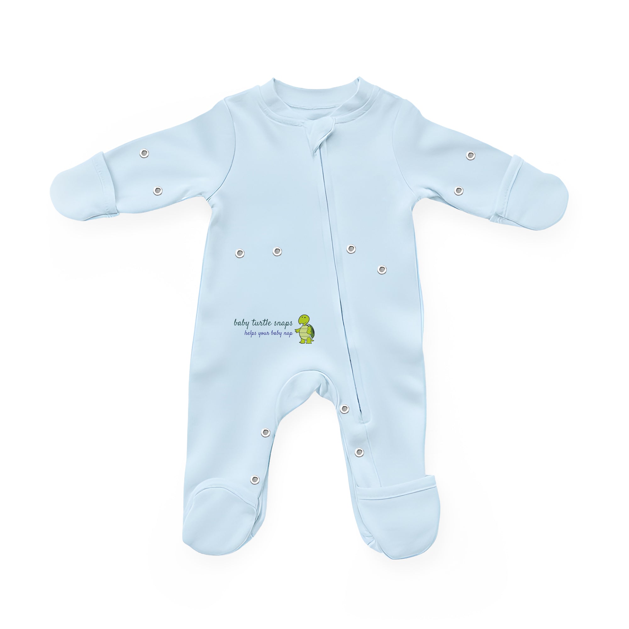 Baby cotton romper showing fold-over cuffs and zipper design.
