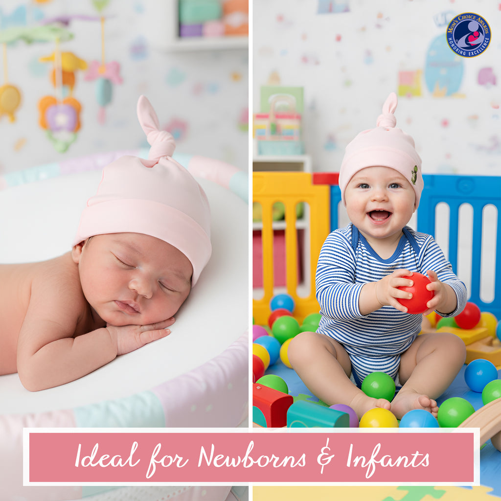 Newborn Knotted Hat Soft Breathable Cotton Beanie with Adjustable Knot for Baby Boys & Girls