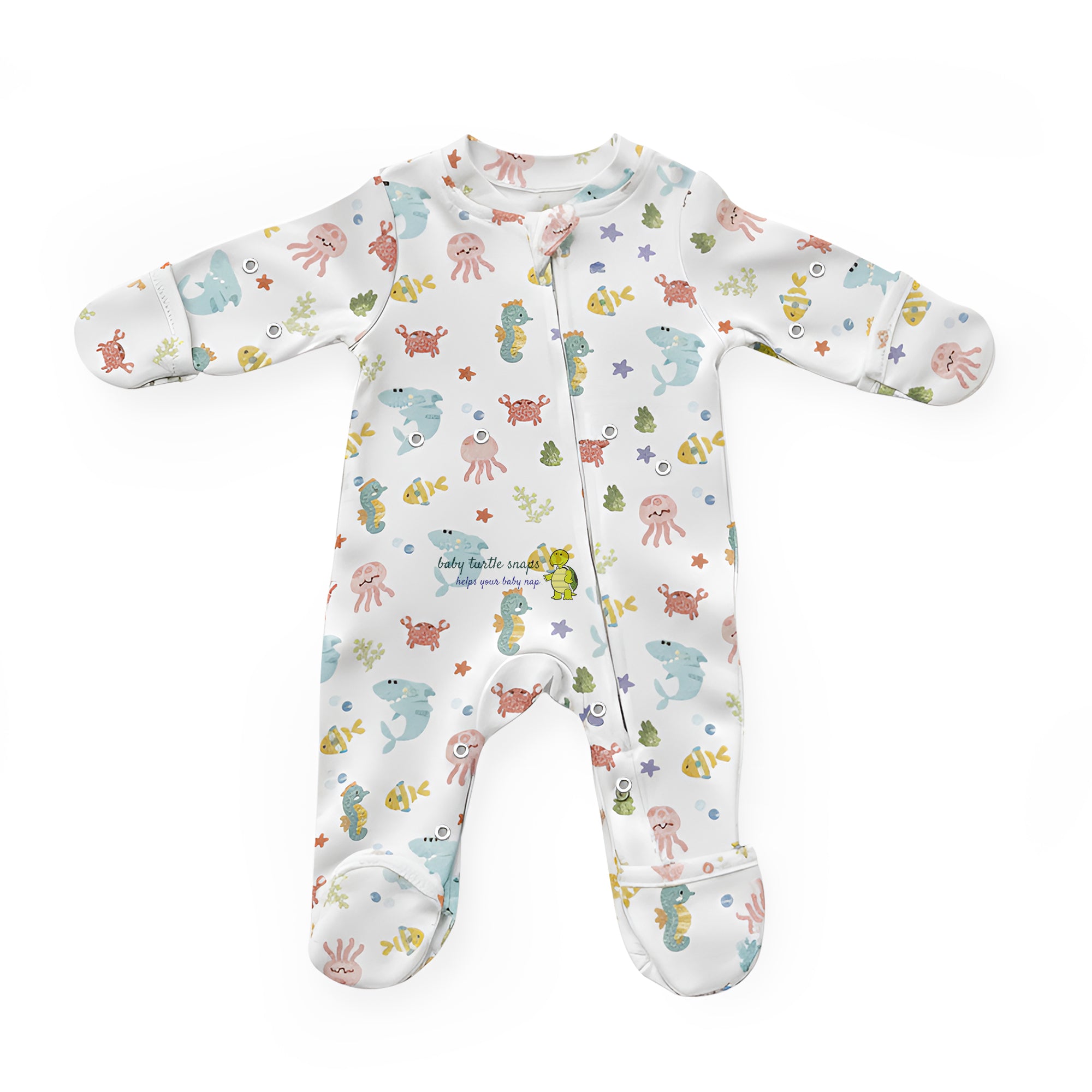 Baby Cotton Onesie Soft Baby Sleeper Romper with Two-Way Zipper, Fold-Over Cuffs, and Swaddle Comfort.